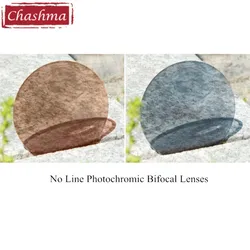 Chashma No Line Chameleon Bifocal Lenses Tint Color Round and Flat Shape Photochromic Bifocal Optical Lenses for Eye