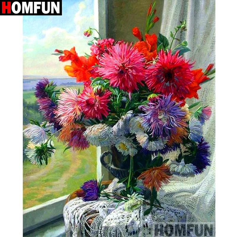 

HOMFUN Full Square/Round Drill 5D DIY Diamond Painting "Flower landscape" Embroidery Cross Stitch 3D Home Decor A10621