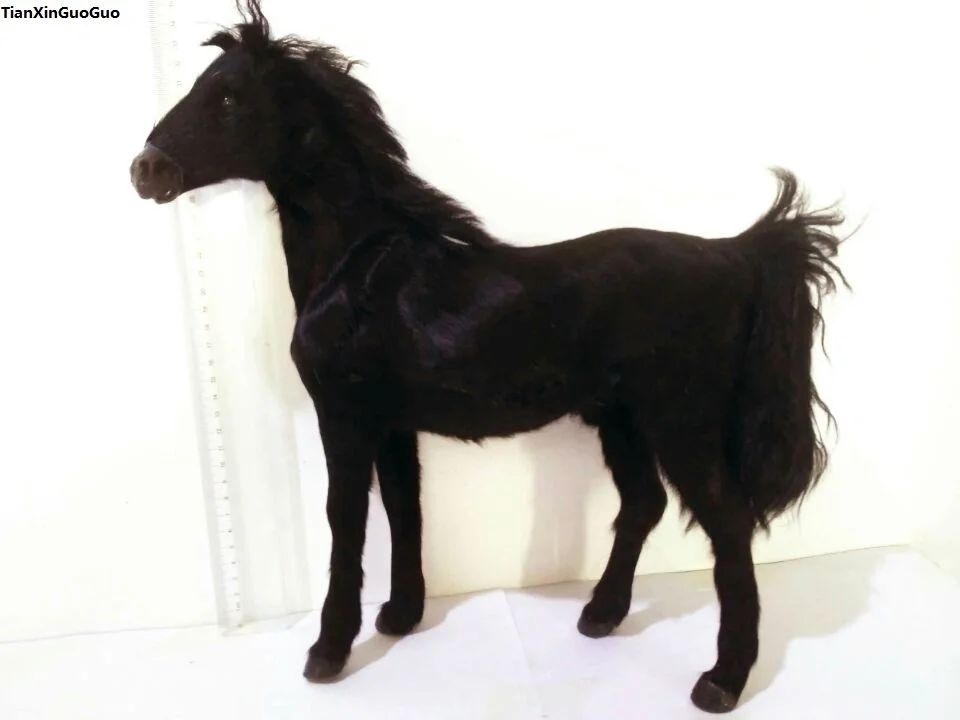 simulation black horse model,polyethylene& fur large 36x34cm handicraft,prop,home Decoration,Xmas gift b2917