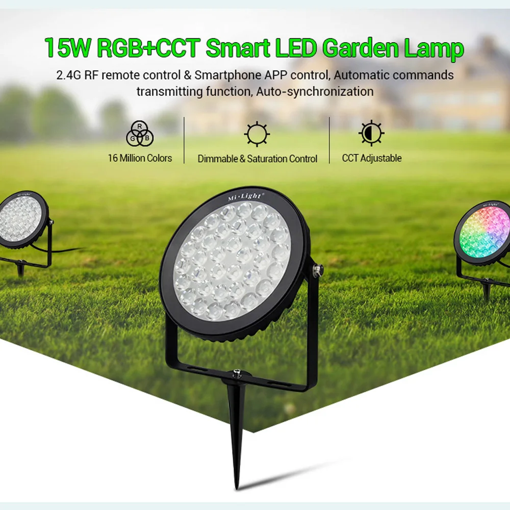 NEW smart 15W RGB+CCT LED Garden Lamp outdoor Spot light waterproof smart Lawn light110V 220V can remote or Mobile phone control