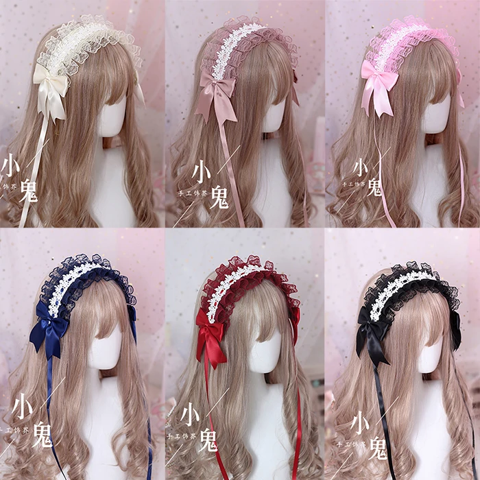 

Lolita Japanese soft sweet sister Lolita hair is white lace headdress joker kc hair dark make dead