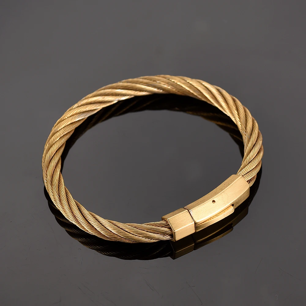IJB0529 4 Colors Fashion Stainless Steel Triple Many Stackable Cable Wire Twisted Bangle Bracelets Cheap Sale