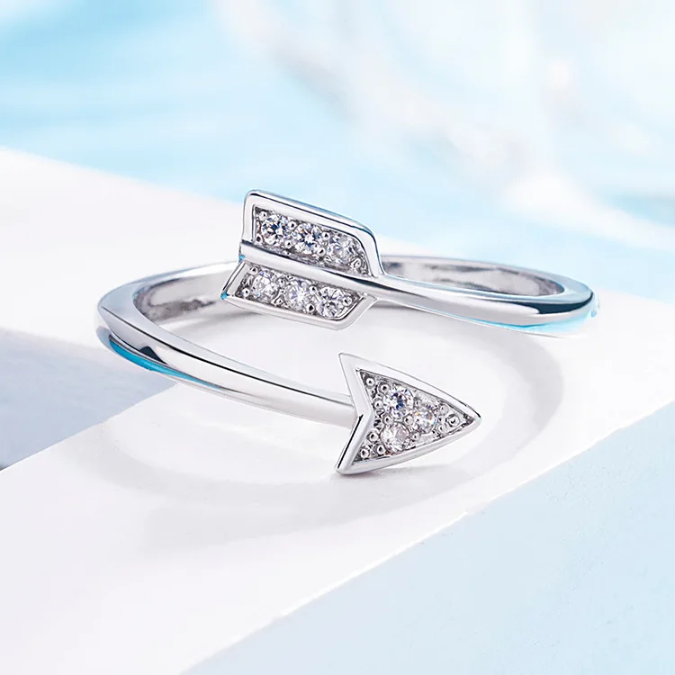 KNOCK high quality New Arrival Fashion Silver Plated Arrow crystal  for women Adjustable Engagement ring arrow women jewelry