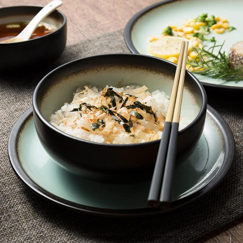 Nordic 4 people eat antique dinnerware sets personalized bowl dishes creative rice noodles bowls, pottery dishes