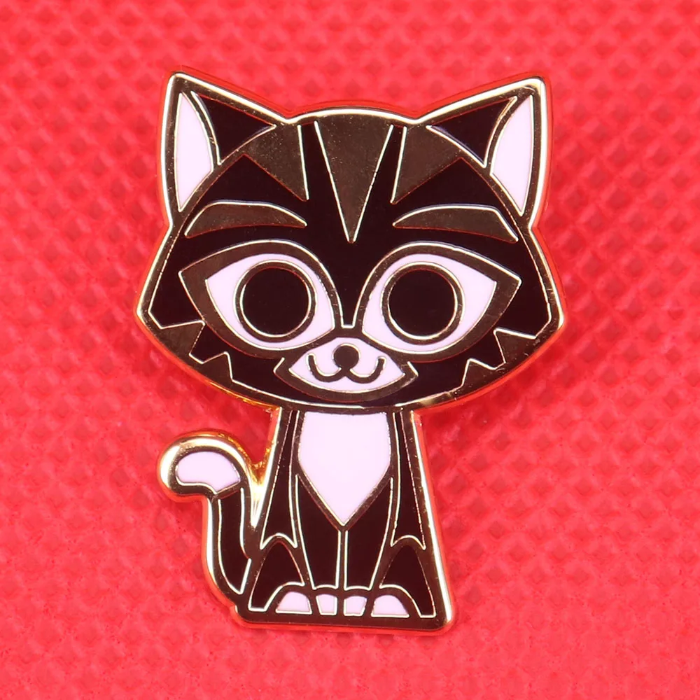 

Black and white cat pin cute animal brooch jewelry women shirts jacket accessories men backpack badge