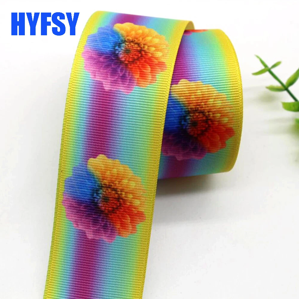 10 Yards 38MM Flowers Ribbon DIY Hand Bows Gift Wrapping Grosgrain Ribbons Headwear Colorful Clothing Accessories