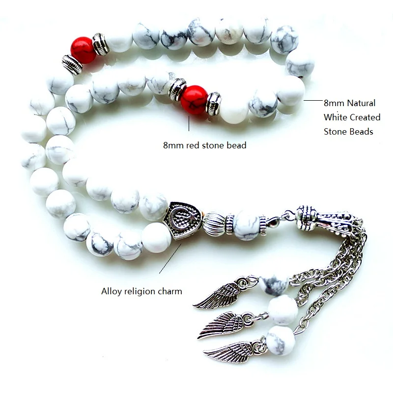 8 مللي متر دائري الأوجه هوليت ستون سرير شكل دائري 33 سبحة صلاة إسلامية تسبيح الله محمد مسبحة للرجال والنساء #2