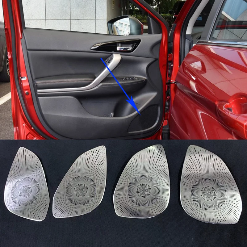 High Grade Car Audio Speaker Decor For Mitsubishi Eclipse Cross 2017 2018 Car Door LoudspeakerTrim Covers Car Styling 4PCS