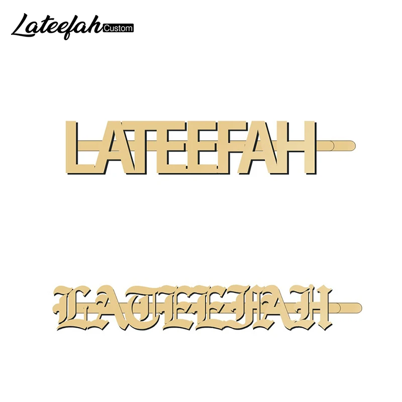 Lateefah Hiapins Custom 6 Font Girl Lady's Metal Geometric Hair Clips For Women Hair Pins Accessory Special Gift