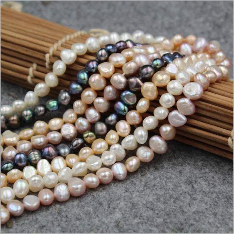 8-9MM 55Pcs Oval Baroque 100% AA Natural Freshwater Pearl Strand Earring Jewellery Bead