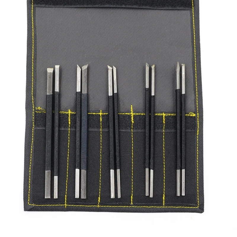 Professional 10pc/set Black Nylon And Steel Chisel Set Stone Carving Knife Artist Woodworker Hand Tools For Shoushan Stones