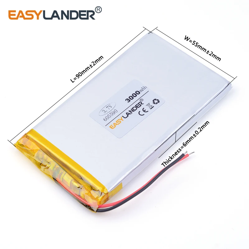 605590 3.7V 3000mAh Rechargeable Lithium Li-ion Polymer Battery 585590 For GPS andorid phone toys PDA Tools