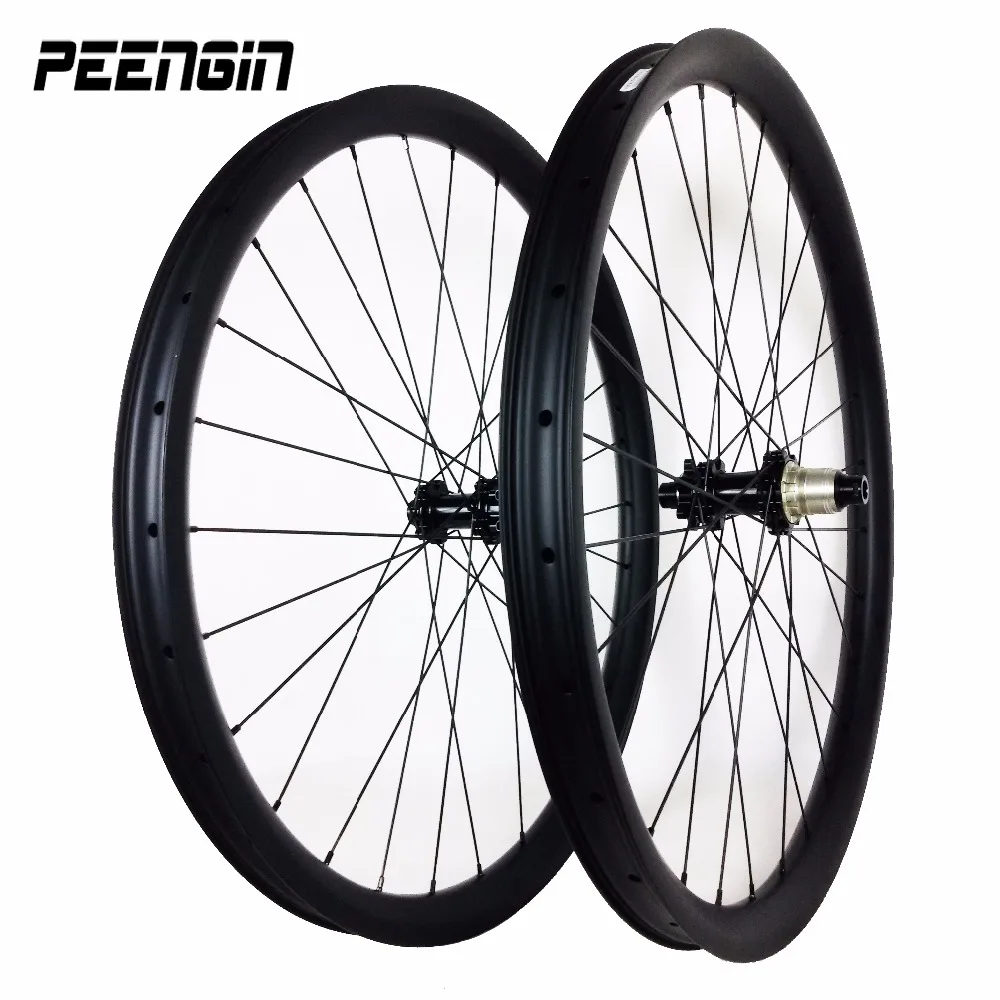 Toray Carbon Weave UD 3K Mtb Wheels 29er 40mm Width Clincher Hookless Tubeless Compatible For Enduro AM With Powerway M32 Hubs