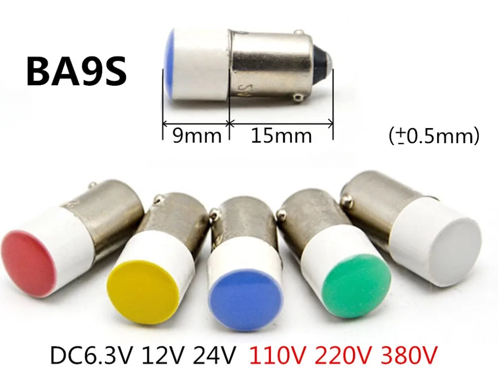 5pcs Indicator light bulb BA9S 110V LED 220v ba9s 380v instrument bulb 36V BA9S 24V 12V  6.3V BA9S LED Plug-in indicator bulb