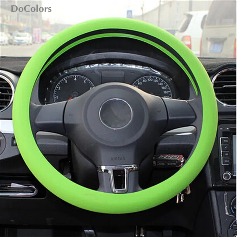 DoColors Car Silicone Steering Wheel Cover Case For Volkswagen vw POLO Tiguan Passat CC Golf GTI R20 R36 EOS Scirocco Jetta