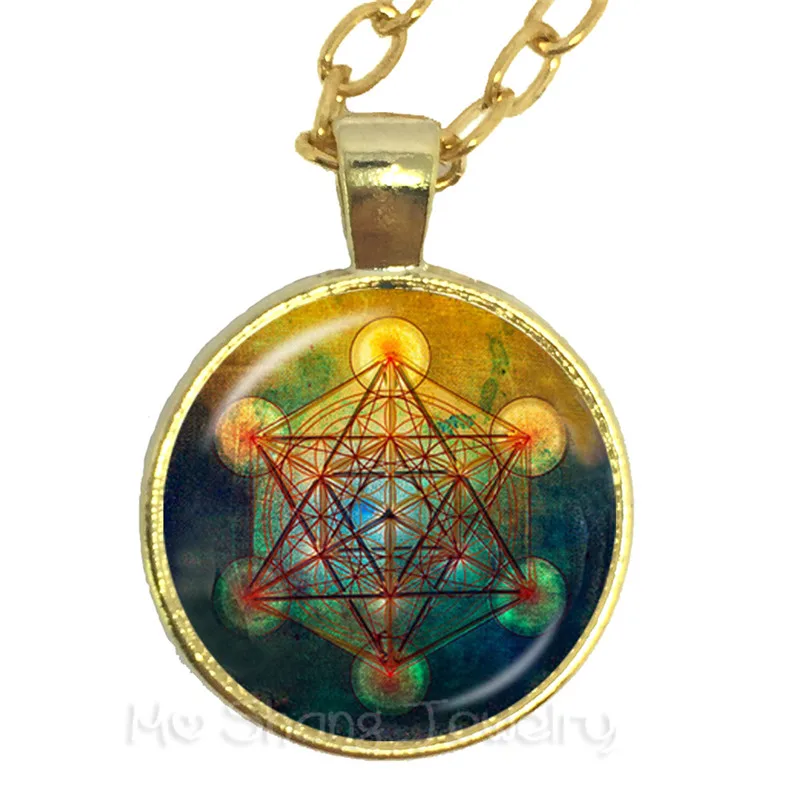 Supernatural Pentacle Necklace Glass Dome Art Picture Circle Jewelry Pray For Happiness Keep Talisman  Sweater chain Gift