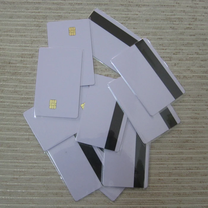 10 pz/lotto Bianco Contatto Sle4442 Smart Chip IC Scheda In PVC Bianco con 2750 OE Hi-Co Banda Magnetica