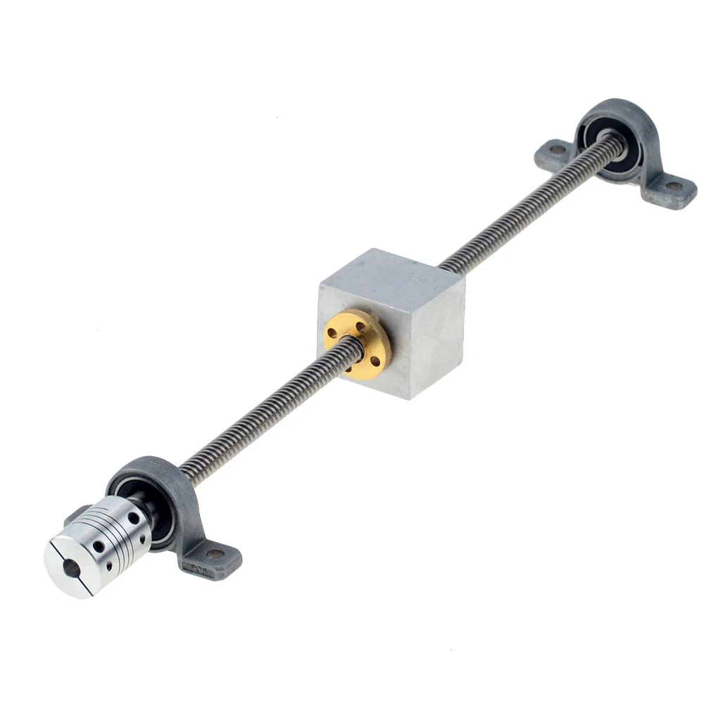 3D Printer T8 Lead Screw 250 300 350 400 450 500 550 600 650 700 750 800mm KP08 KFL08 nut housing Lead Screw Set with coupler