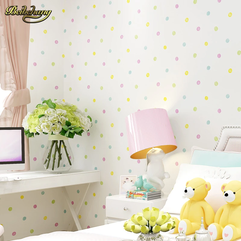 

beibehang Environmental nonwovens wallpaper children bedroom bedroom wallpaper warm cartoon color circle little bit