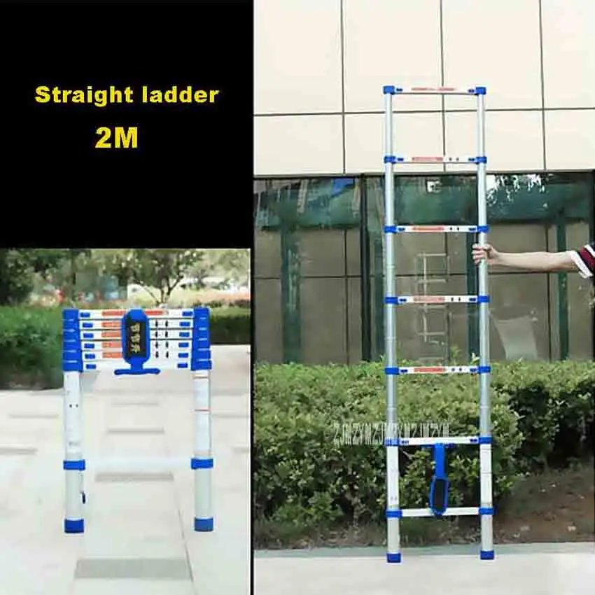 2M High-quality Thicken Aluminium Alloy Single-sided Straight Ladder Portable Household 7-Step Extension Ladder JJS511 Hot Sale