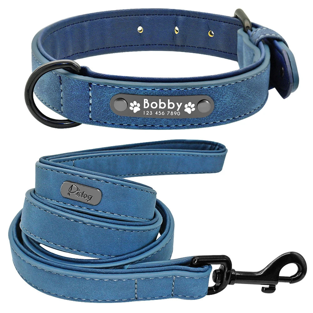 Conjunto de correa de cuero para perro, Collar personalizado de 2 capas para perros pequeños, medianos y grandes, Pitbull