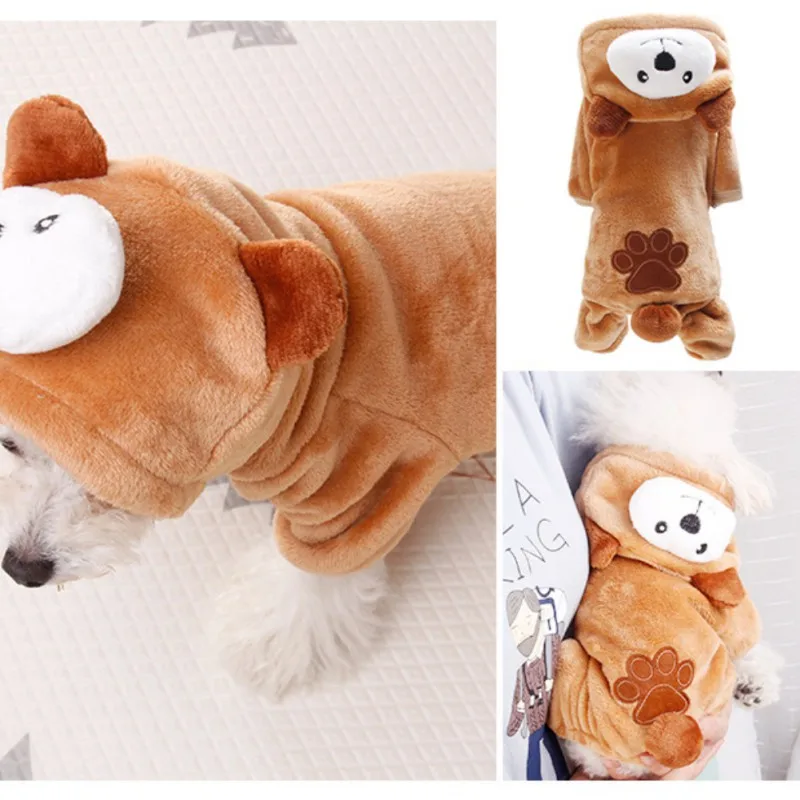 Roupa de urso marrom para chihuahua, fantasia de pet, filhotes, cachorros, casaco com capuz, jaqueta, pijama, roupa de cachorro, cachorro, cachorro, quente