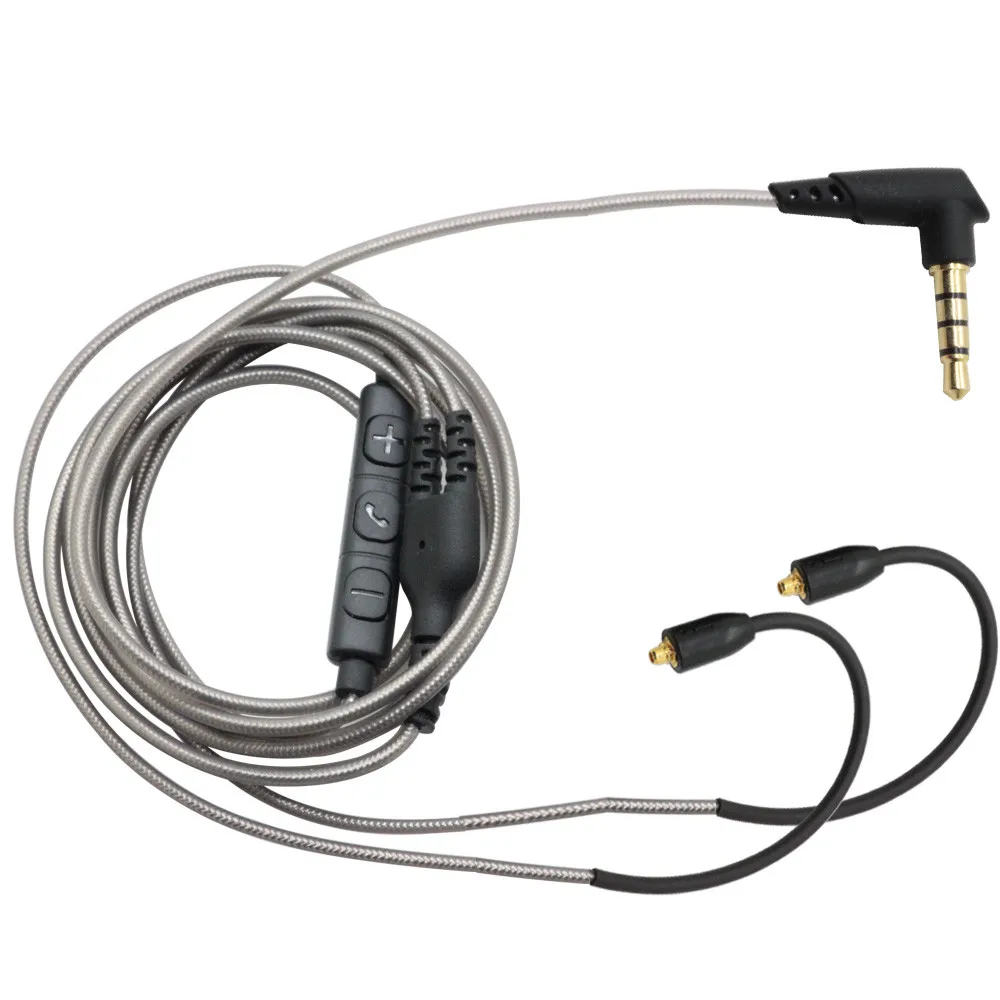 Cabo para SE215 SE315 SE425 SE535 SE846 Fones de ouvido cabo com microfone remoto e controle de volume para Android