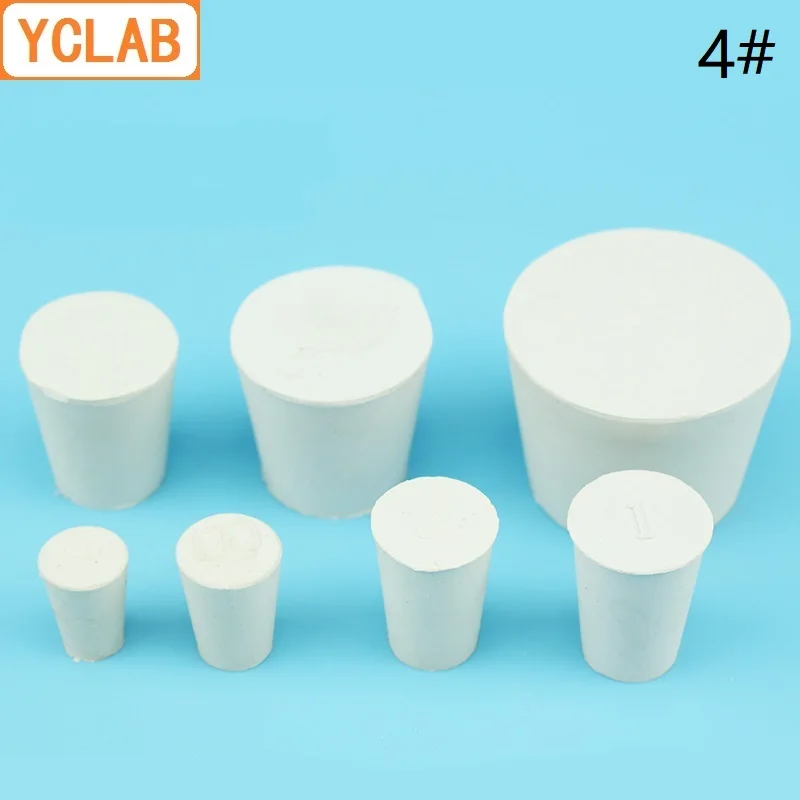 YCLAB 4# Rubber Stopper White for Glass Flask Upper Diameter 26mm * Lower Diameter 19mm Laboratory Chemistry Equipment