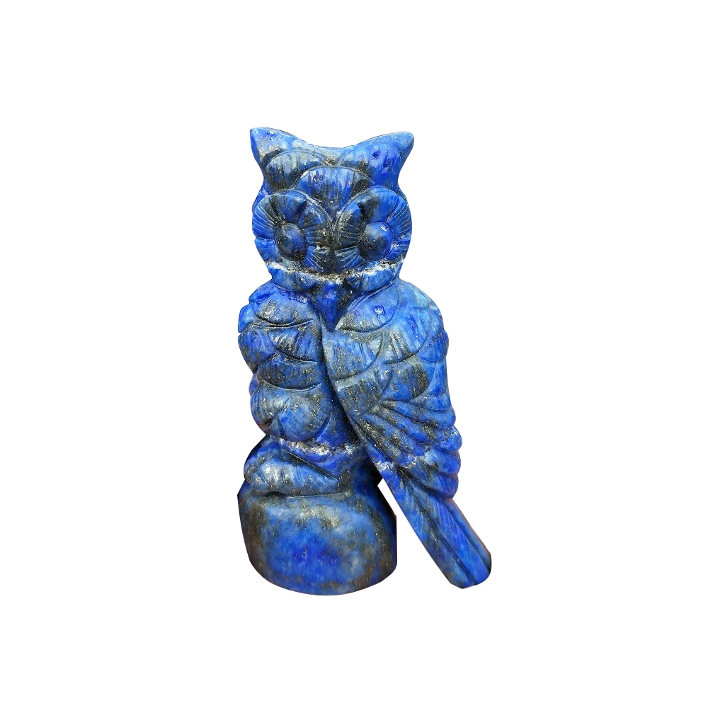 Quartz Owl Natural Crystal Carving Lapis Lazuli Owl Animal Carving Crafts Stress Reliving Healing Gemstone Home Decoration