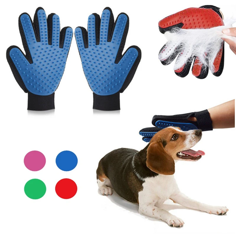 Pet Dog Cat Grooming Brush Glove Cat Dog Massage Cleaning Brush Comb Pet Hair Deshedding Glove For Dog Right Left Hand Optional