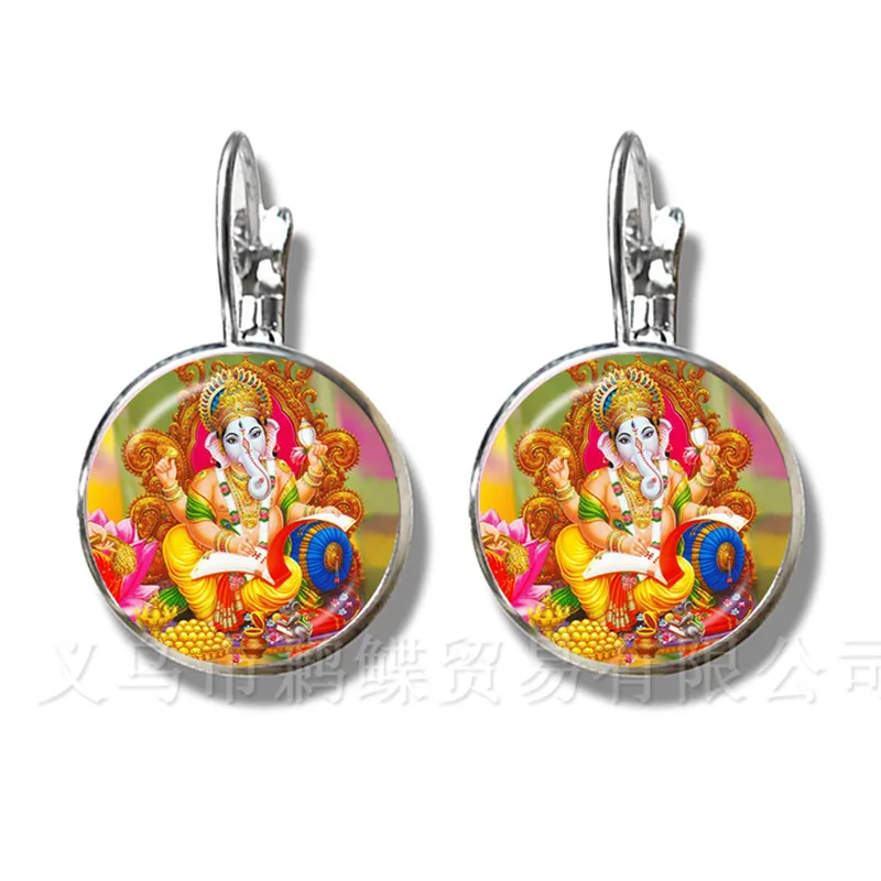 Ganesha – boucles d'oreilles en verre pour femmes et filles, bijoux en forme d'éléphant de bouddha, Souvenir pour cadeau créatif, nouvelle mode, 16mm