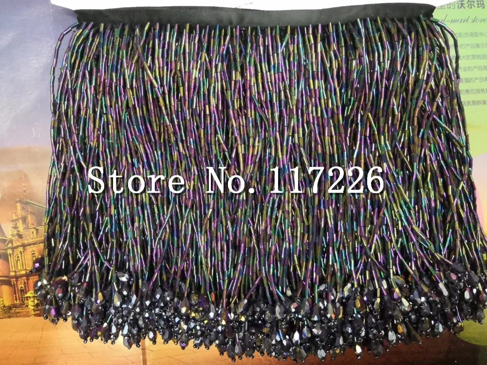 

5 yards /bag colorful 15cm width tube beads ribbon fringe tassel for fashion designer/sawing /dress decoration