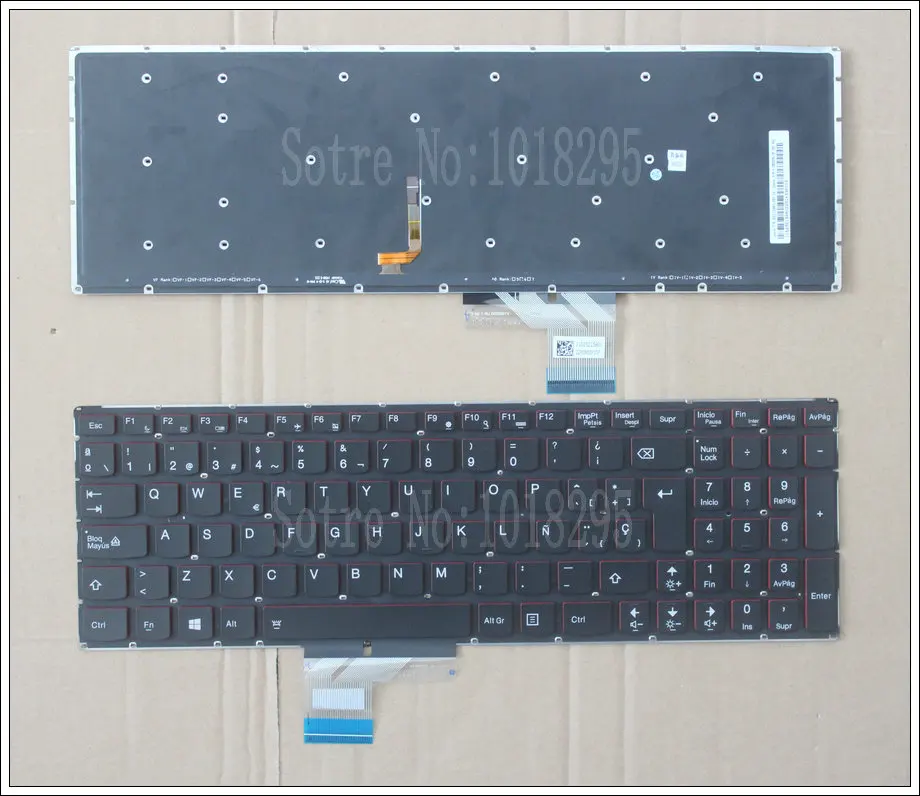 Keyboard SP Baru untuk Lenovo 25213144 25215960 V-136520yak1 Keyboard Laptop SP Keyboard Backlit Spanyol Tanpa Bingkai