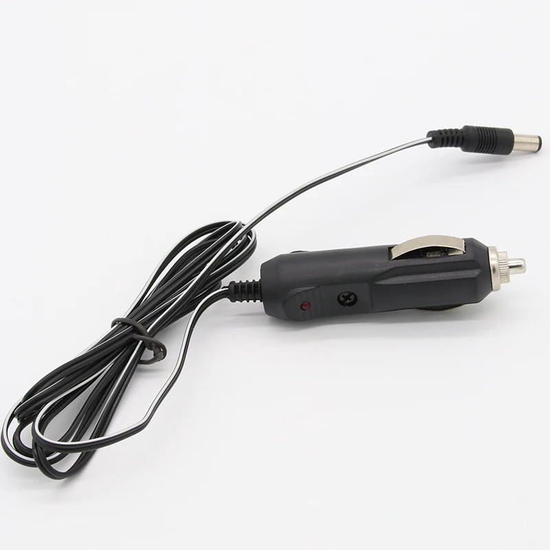 Car Cigarette Lighter 5.5*2.1mm Plug Cigar Power Connector Fused With Light LED With 1.5m Wire Cable End Caps