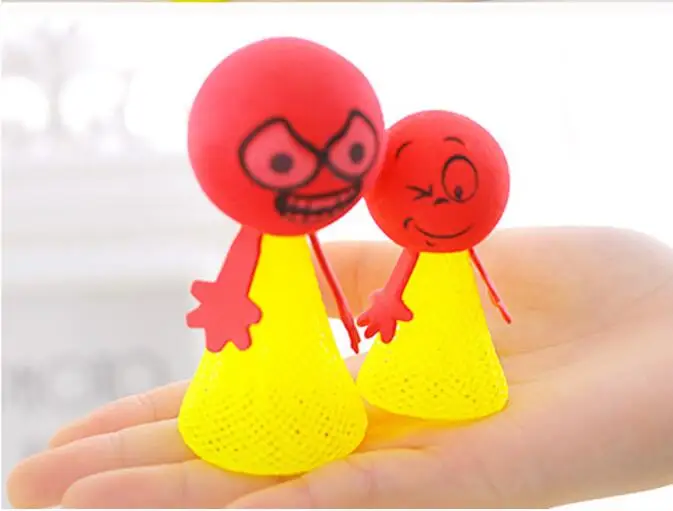 iWish 95mm H Hip Hop Jumping Doll Kids Bounce Ball Springs Toys Educational Game Expressions Push N Down Jump Man for Children