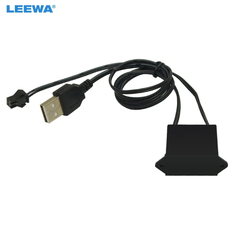 LEEWA 10PCS DC12V Car LED Decoration EL Fibre Neon Glow Lighting Rope Strip Power Driver Inverter With USB Port #CA5720