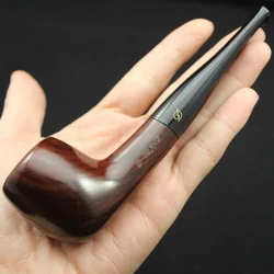 Handmade Nature Solid Red Wood Straight Smoking Pipe Round RoseWood Tobacco Wooden Pipe Gift 10pcs 9mm Filter+Pouch+Holder #083S