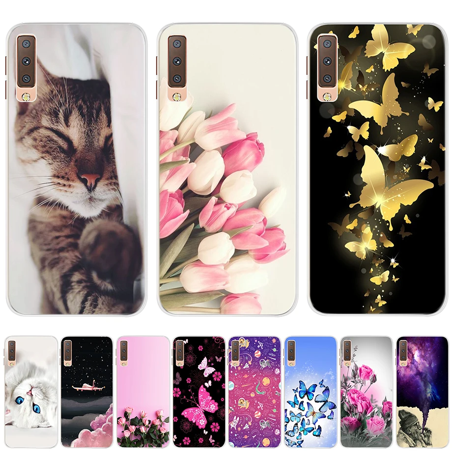 for Samsung A7 2018 Case Soft Silicone Back Cover Cute Cartoon Phone Case For Samsung Galaxy A7 A 7 2018 A750 A750f Case Bumper