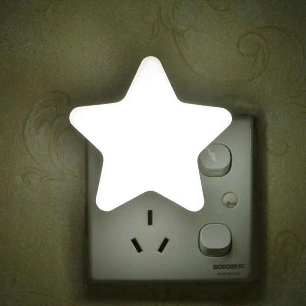 Light Sensor Control Mini Star LED Night Light for Dark Night Children Bedroom Bedside Lamp with US Plug Baby Sleeping Light