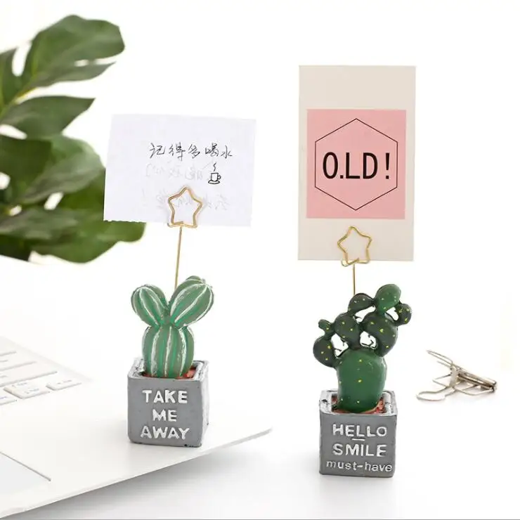 New Resin Kawaii Cactus Wedding Photo Clip Memo Note Holder Message Paper Clip Card  Desk Holder Office Home Table Decoration