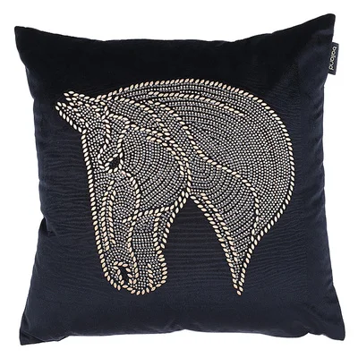 European American Rhinestone Horse Head Cushion Cover, Northern Pillow, Living Room Sofa Decor, FG1120