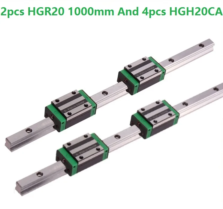 

2pcs Linear Guide Rail HGR20 -L 1000MM And 4pcs HGH20CA Linear Narrow Slide Blocks For CNC Router Parts