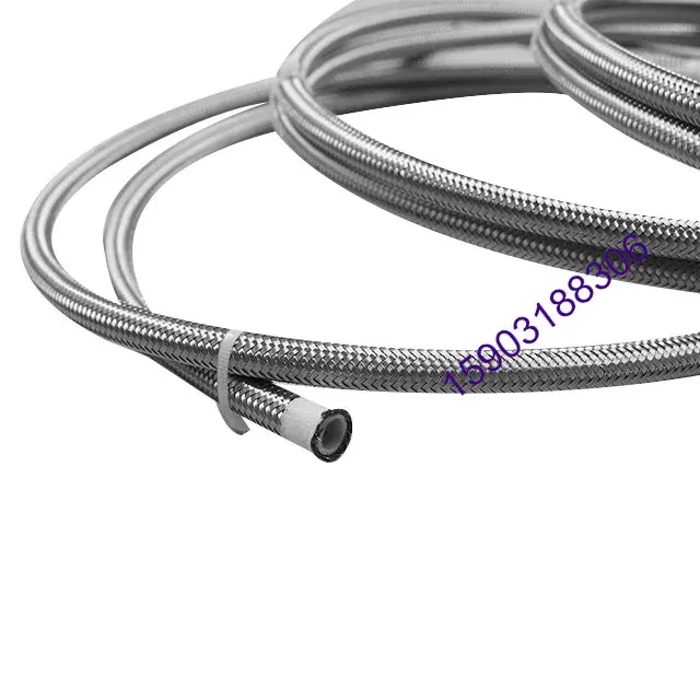 AN4 4AN 1Meter Silver stainless steel braided PTFE lined hose racing fuel line oil cooler racing hose 3.3ft