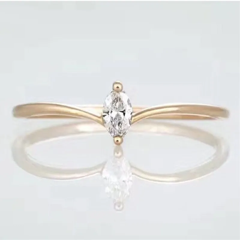 CC Rings For Women Gold Plated Horse Eye Stone V Shape Simple Yellow Cute Ring Wedding Fashion Jewelry Bijoux CC1502