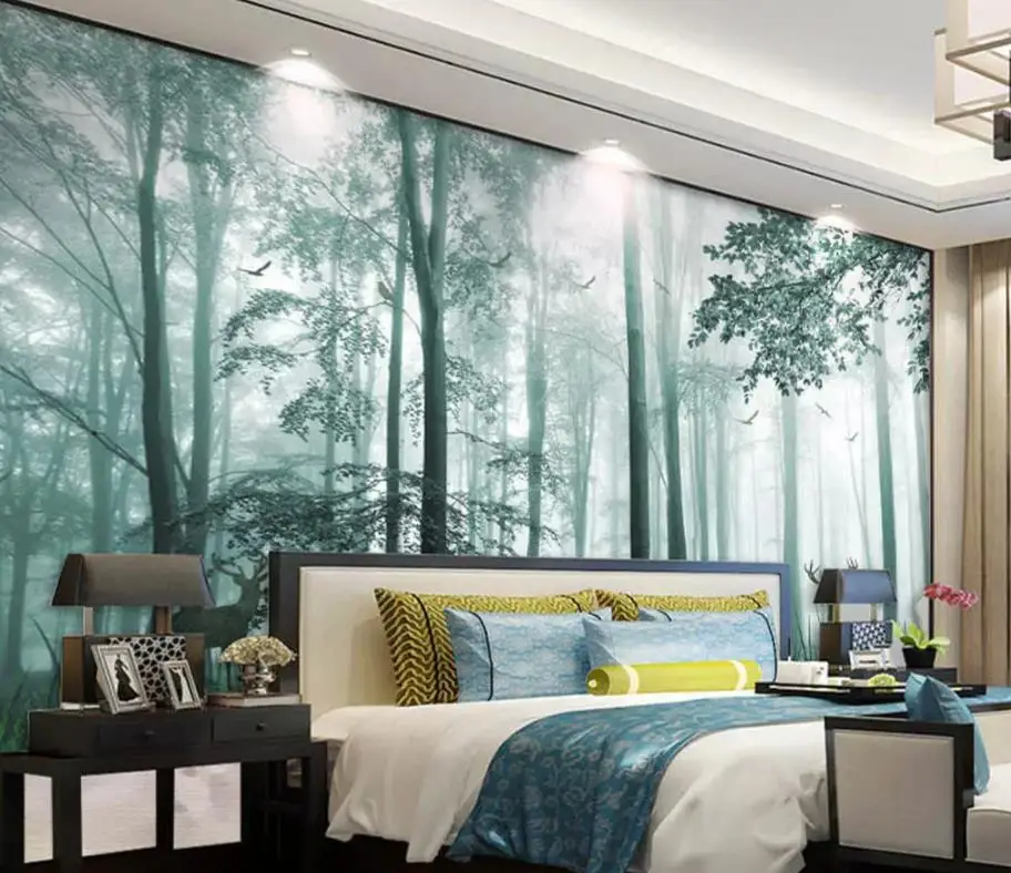 

Custom 3d Photo Wall paper Woods moose wall TV Background 3D Mural Wall Paper