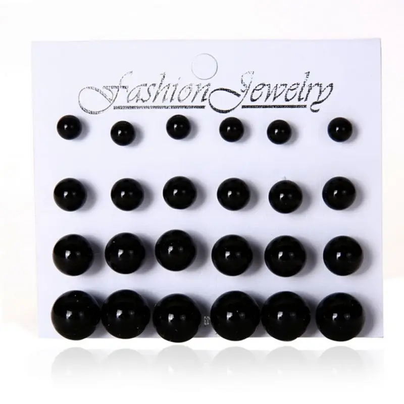 12 pairs/set White Simulated Pearl Stud Earrings Set For Women Girl Fashion Jewelry Accessories Piercing Ball Earrings Wholesale