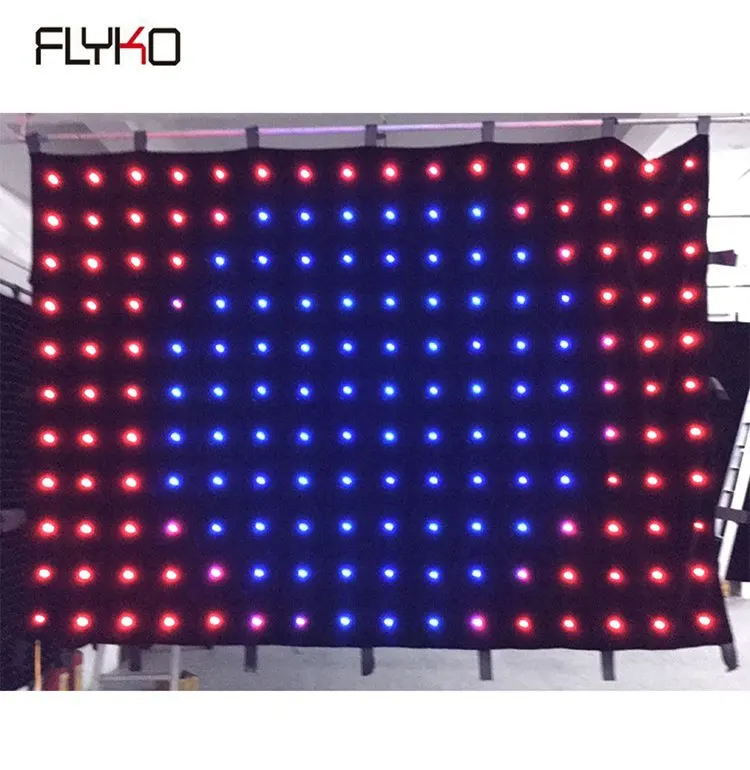 Flyko best price P180mm 2m by 4m stage effect cloth flexible decoration led video display curtain