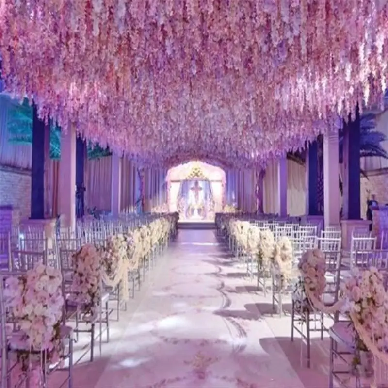 

Free Shipping Encrypt Artificial Wisteria Flower String 30CM Hydrangea Rattan for Wedding Event Home DIY Decorations