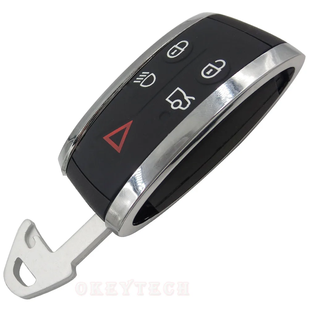 Okeytech High Quality 5 Buttons Smart Card Car Remote Control Key Shell Case Replacement Fob For Jaguar X XF XK XKR Insert Blade