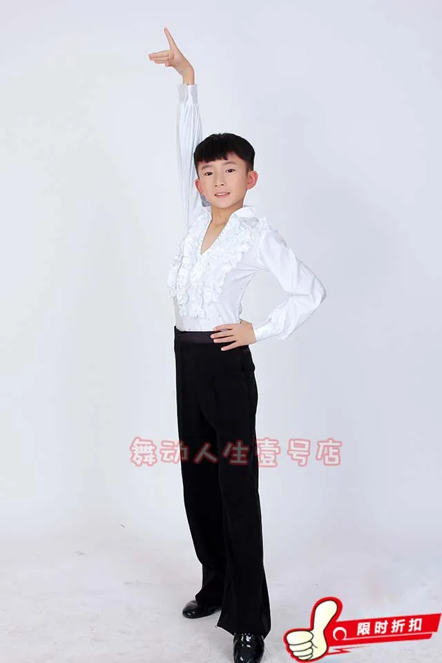 High quality Fall and winter children's ballroom stage clothing boys Latin dance skirts long-sleeved dress perfoming costumes